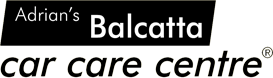 adrian's balcatta car care centre logo in white on black background