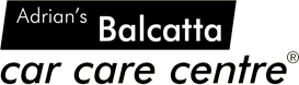 adrian's balcatta car care centre logo in white on black background